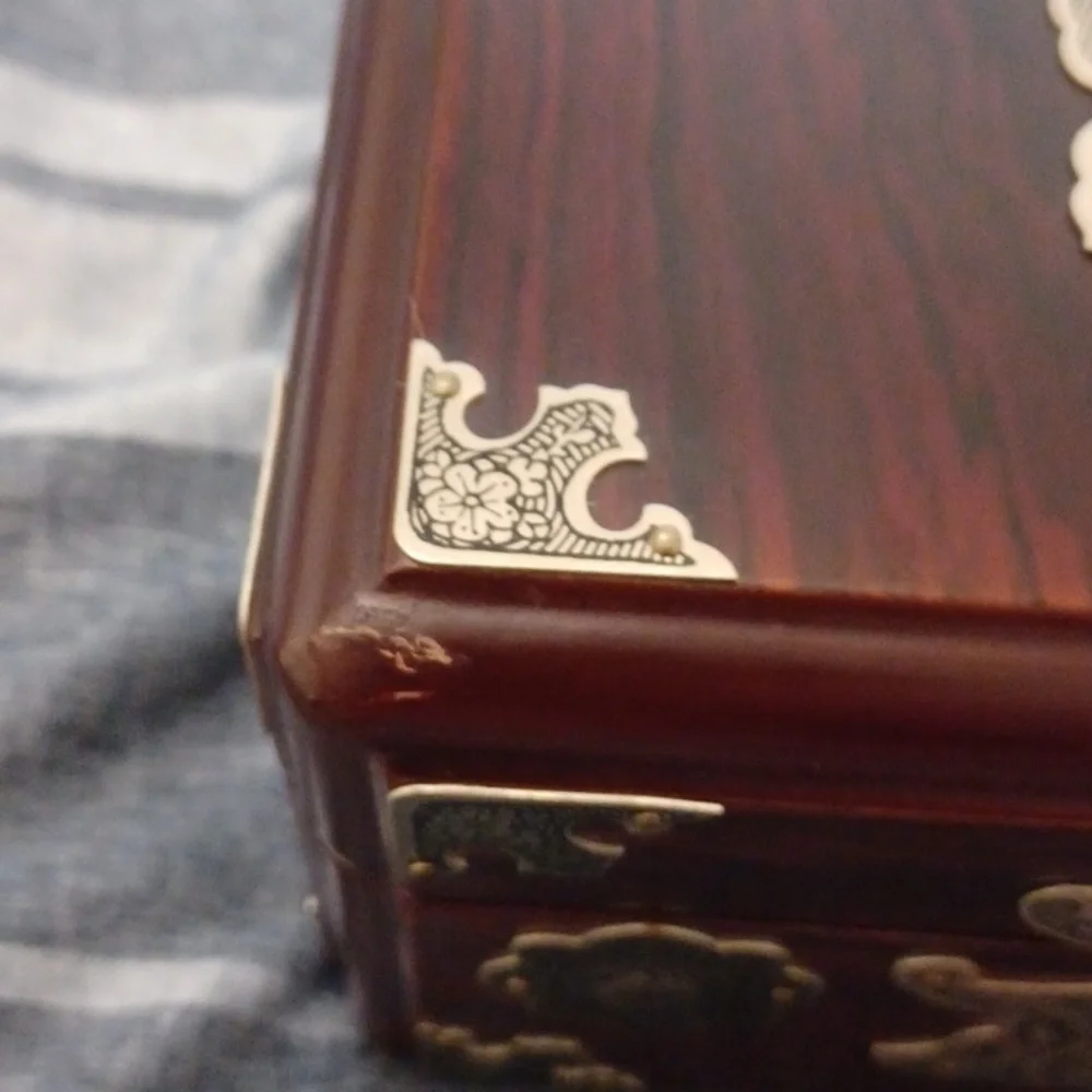 Vintage Cherry Wooden lacquer Jewelry Box Korean